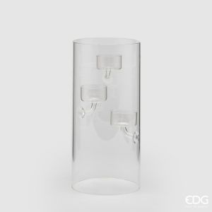 Lysholder x3, stor - Naturlig glass