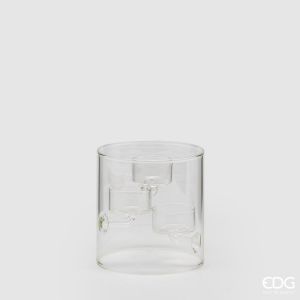 Lysholder x3, liten - Naturlig glass