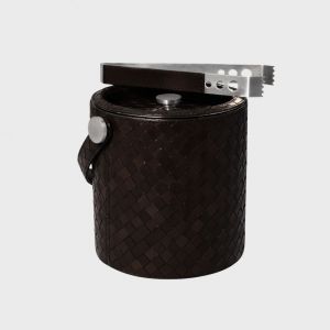 Ice bucket Dark Brown Steel/Woven Leather
