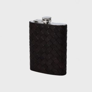 Hipflask Dark Brown Steel/Woven Leather