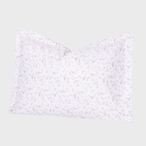 Percale Putevar m/flapp, 50x70 - Hvit m/rosa blomster