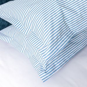 Percale Putevar 50x70 - Blue Stripe m/Oxford-kant